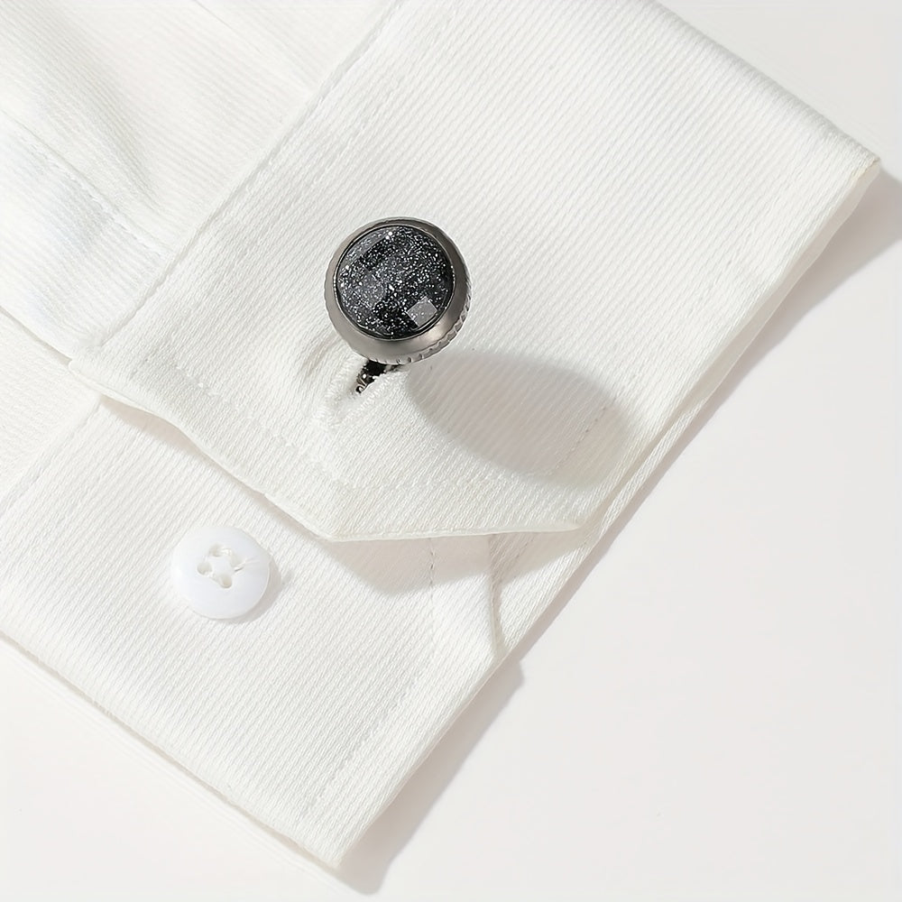 Colorful Crystal Round Men's Shirt Cufflinks Closure