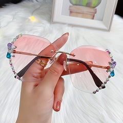 Rhinestone Gradient Sunglasses UV400 Shades for Summer Beach Party
