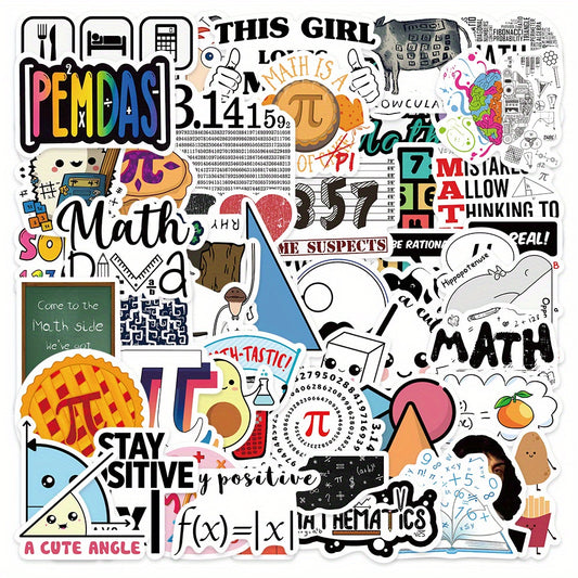 50pcs Math Sticker Phone Laptop Water Cup Waterproof Decoration Sticker