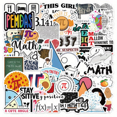 50pcs Math Sticker Phone Laptop Water Cup Waterproof Decoration Sticker