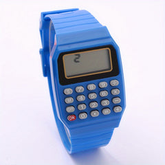 Kids Calculator Watch LCD Clock Unisex Silicone Date Time Electronic Wrist Watch