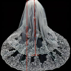 Royal Court Style Double Layer Sheer Curtain Embroidered Floral Lace
