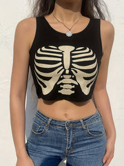 Skeleton Print Tank Top Sleeveless Summer Tank Top Women's Clothing