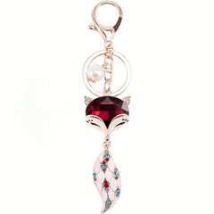 Sparkling Fox Keychain Rhinestone Animal Key Ring Purse Bag Backpack Car Key Cha