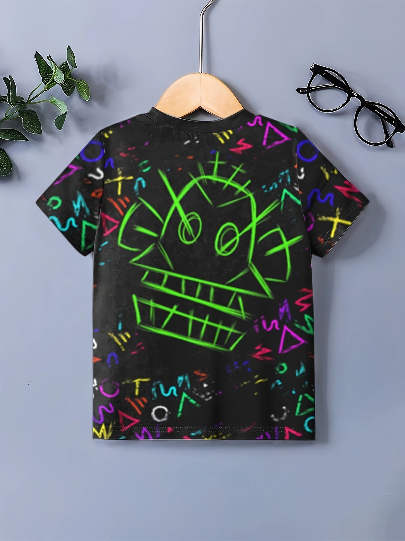 Boys Monkey Doodle Print T shirt Short Sleeve Casual Top Kids Summer Clothes