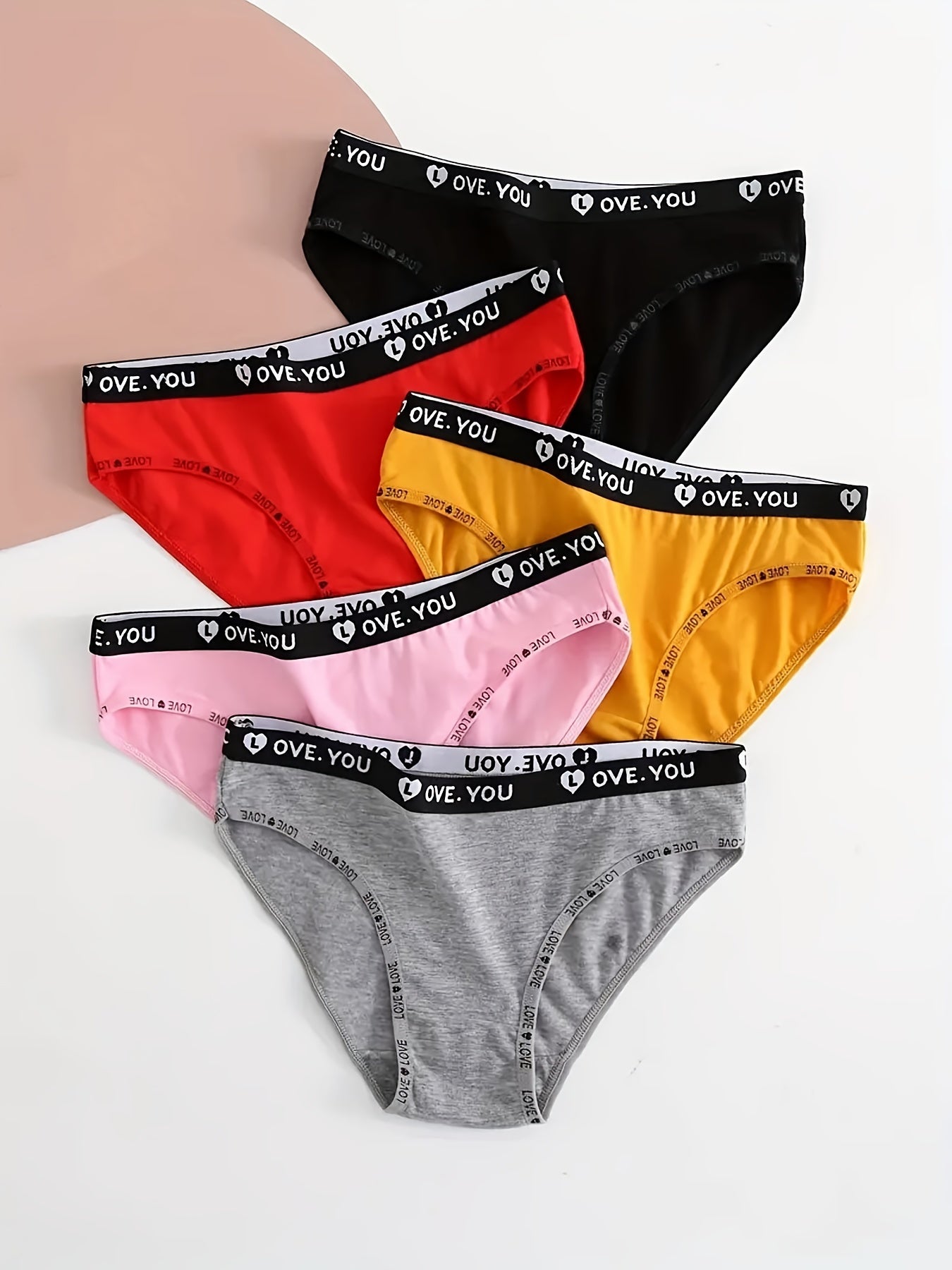 5pcs Letter Print Briefs Comfy & Breathable Stretchy Panties