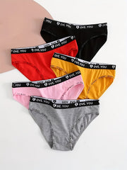 5pcs Letter Print Briefs Comfy & Breathable Stretchy Panties