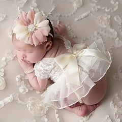 Newborn Photography Lace Romper Bodysuit & Headband Props