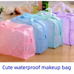 Floral PVC Waterproof Makeup Bag with Handle