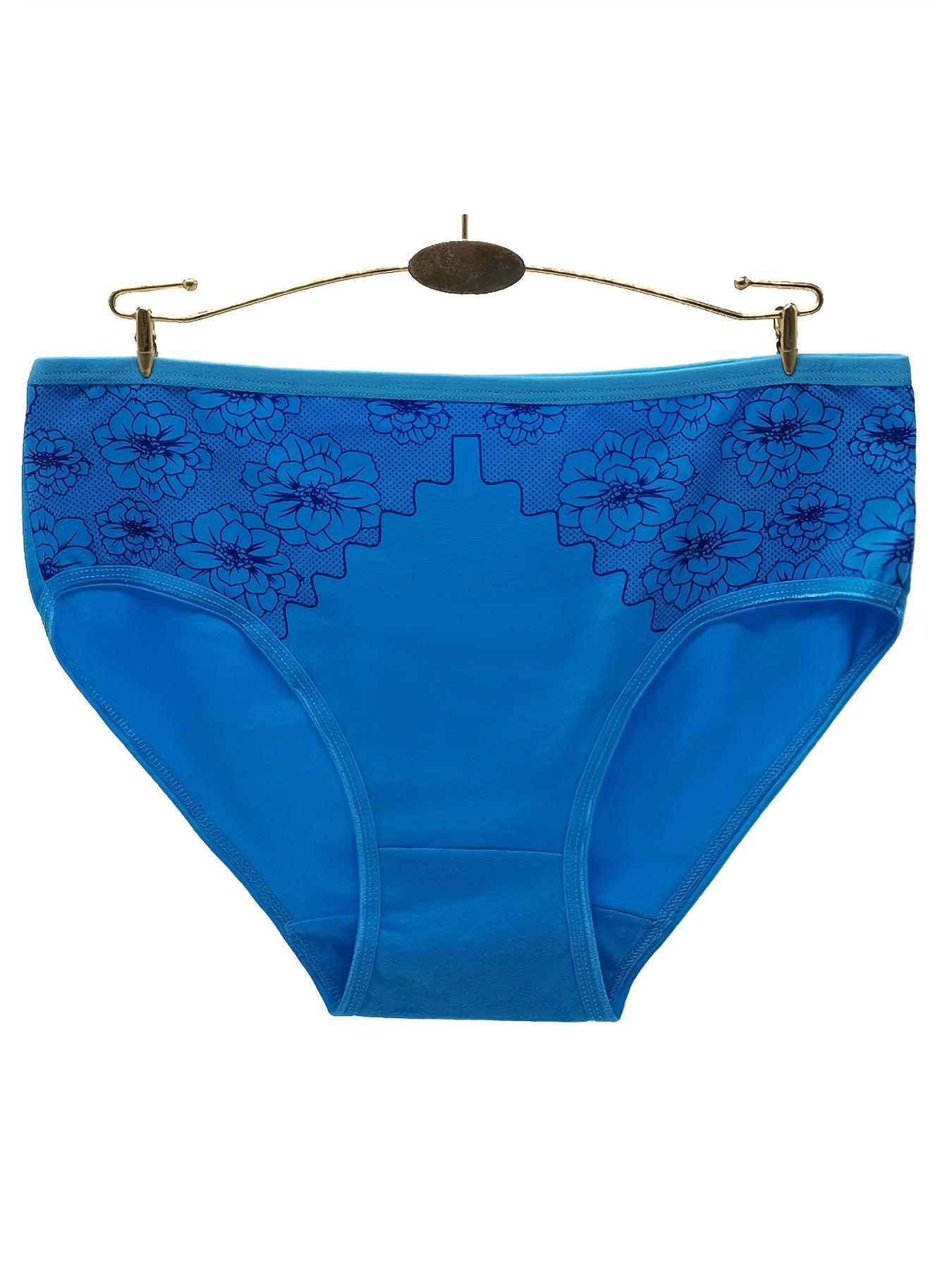 6pcs Floral Print Briefs Mid Rise Stretchy Panties Women's Underwear
