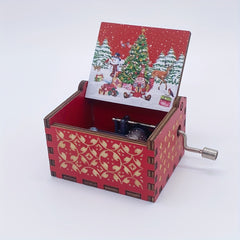 Wooden Music Box Merry Christmas Music Painted Music Box