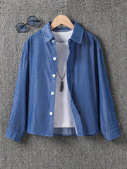 Boys Long Sleeve Button Up Shirt for Autumn and Spring