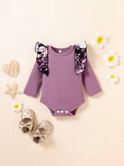 Baby Girl Botanical Floral Ruffled Romper & Pants Set