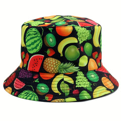 Fruit Pattern Print Bucket Hat Outdoor Sun Hat For Men And Women