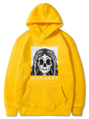 Monday Skull Pattern Smart Hoodie For Girls