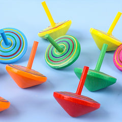 Wooden Small Top Desktop Decompression Toy Rainbow Small Top