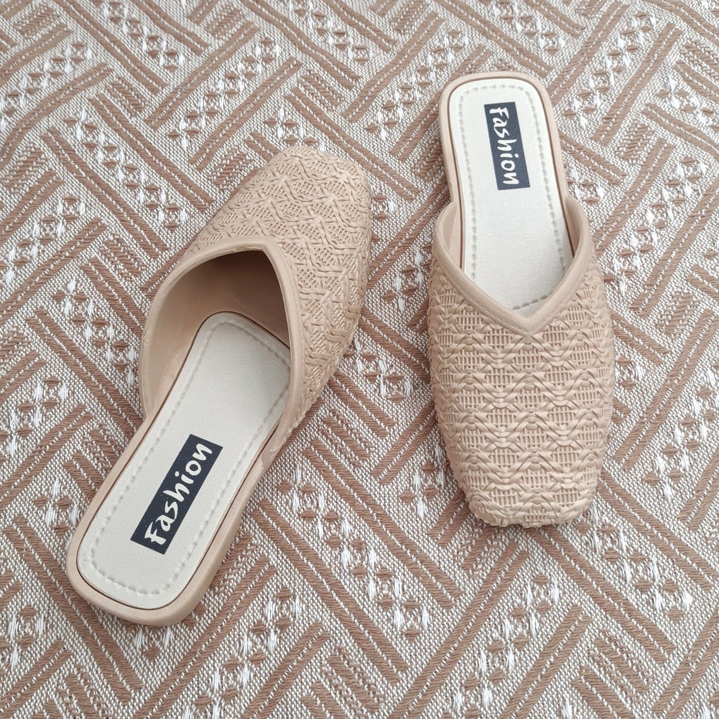 Women's Square Toe Flat Mules Slip On Shoes