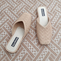 Women's Square Toe Flat Mules Slip On Shoes