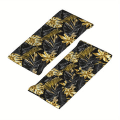 Golden Palm Leaf Sports Headband Sweat Wicking Stretchy Breathable