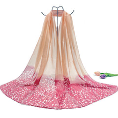 Floral Pattern Gradient Chiffon Silky Scarf Sun Protection Seaside Beach Scarf
