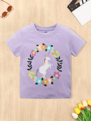 Girl's Cute Cartoon T-shirt for Summer Outings