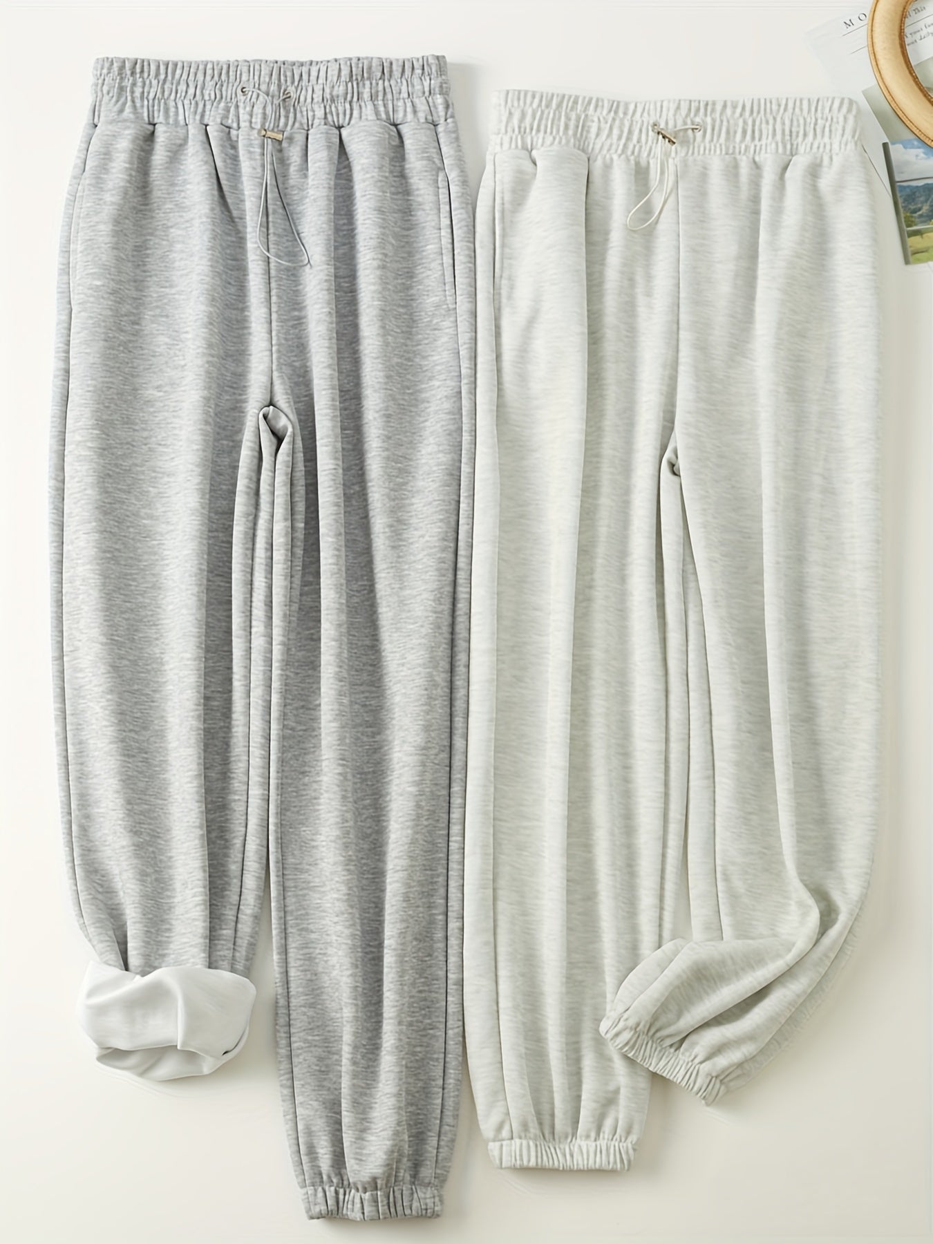 2pcs Elastic Waist Sports Pants with Pocket Women's Activewear