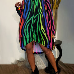 Ombre Stripe Long Sleeve Shirt Dress