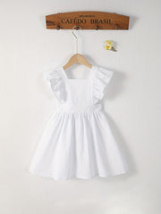 Girl's Flutter Sleeve Overall Dress