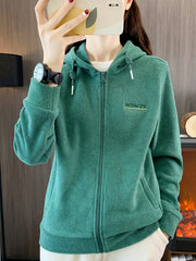 Hooded Jacket Plush Lined Sports Coat Women's Activewear
