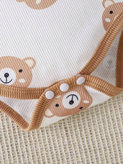 Baby Bear Print Three Piece Outfit Set