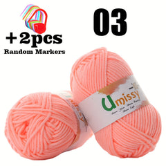 Mini Soft Cotton Yarn Set with Purple Markers 25g 2pcs 2.5mm