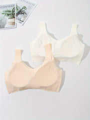 2pcs Seamless Wireless Bras Comfy & Soft Intimates Bra Women's Lingerie