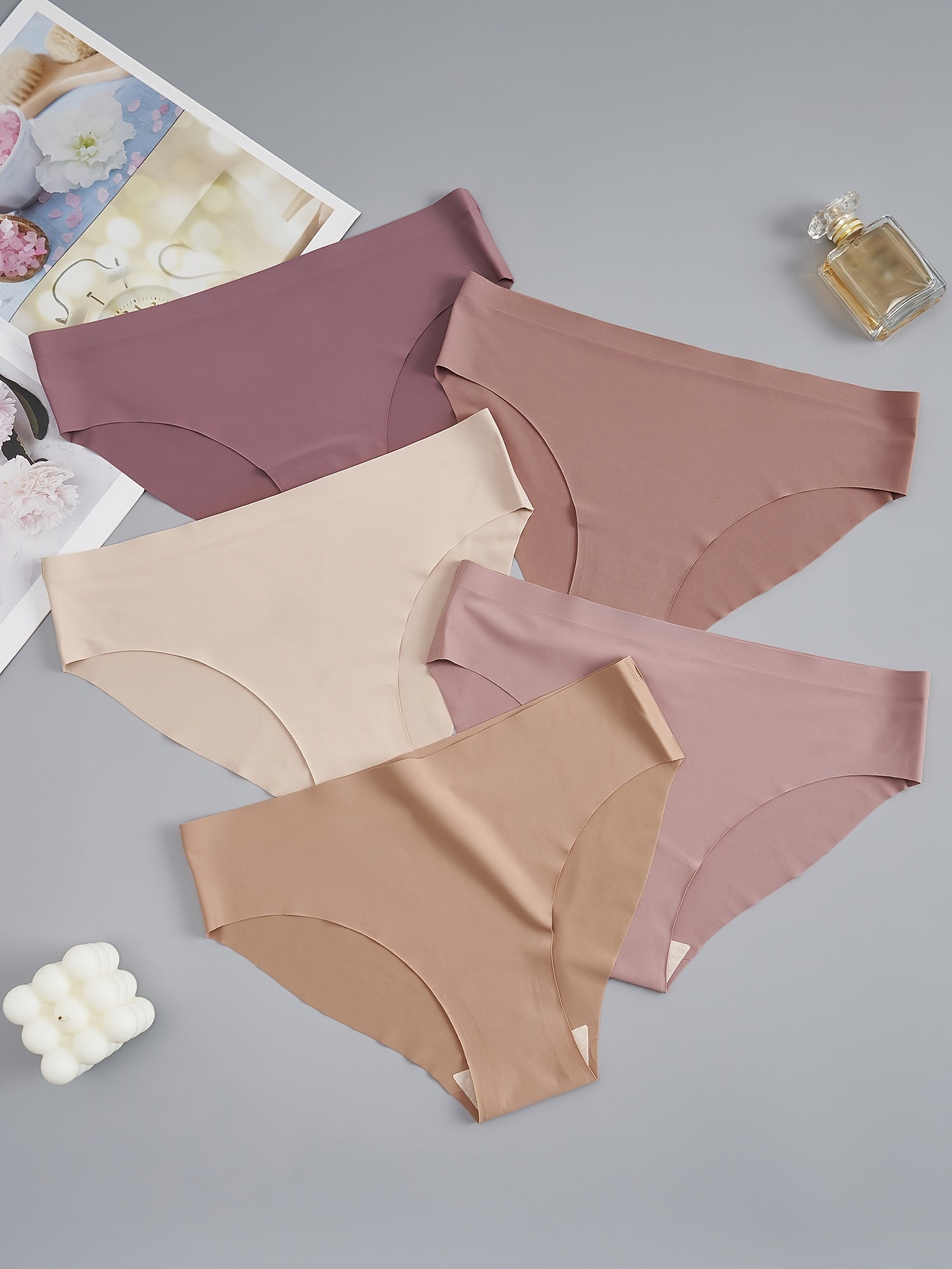 5pcs Seamless Solid Briefs Comfy & Breathable Intimates Panties Women's Lingerie