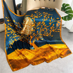 Golden & Square Scarf Lucky Tree Satin Sunscreen Shawl