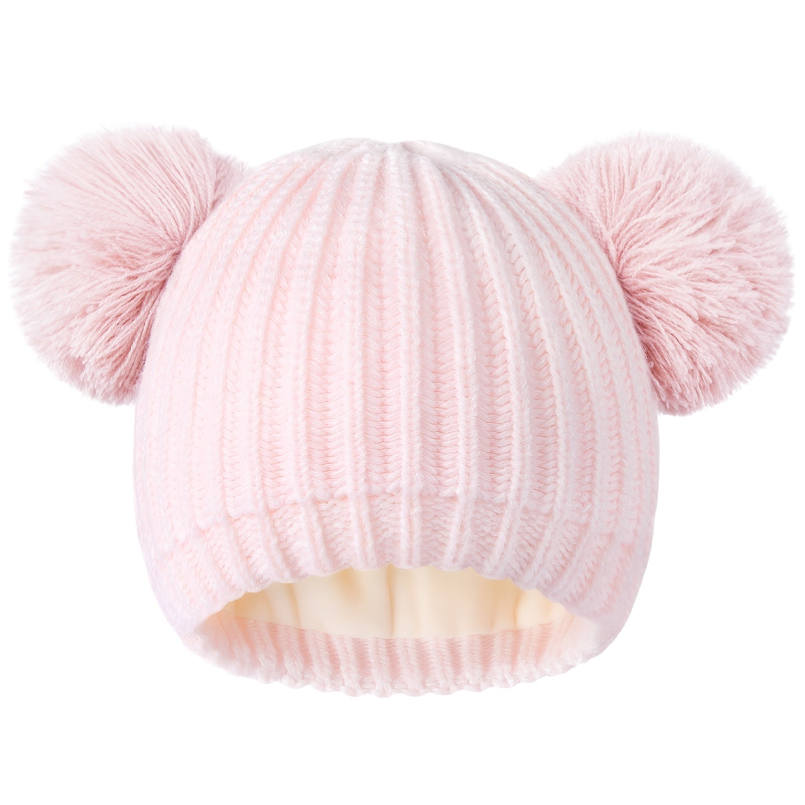 Toddler Winter Pom Beanie Fleece Lined Knit Hats For Baby Kids Boys Girls