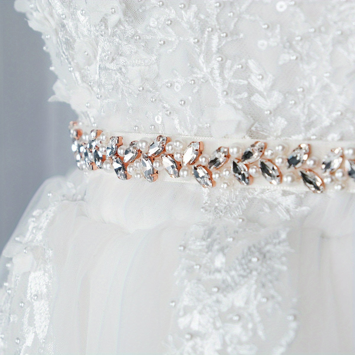 Sparkling Rhinestone Bridal Belt Hand Sewn Floral Design