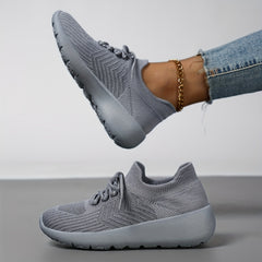 Solid Mesh Breathable Woven Shoes Lightweight Running Sneakers