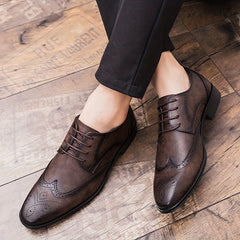 Men's Brogue Wingtip Derby Shoes Lace up Front Dress Shoes