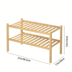3 Tier Bamboo Shoe Rack Entryway Closet Bathroom Shelf Stackable
