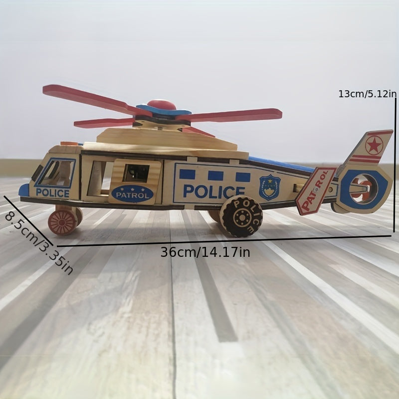 Wooden Music Helicopter Colorful Airplane Fighter Toy