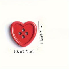 5pcs Heart Shaped Shank Buttons Red Beige Crafts & Clothing Repair