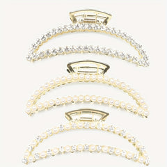 3pcs Girl's Faux Pearl Hair Clip Moon Shape Hair Accessories