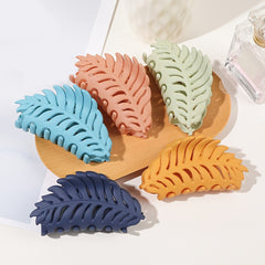 Matte Leaf Hollow Hair Claw Clip Strong Hold Grip Hair Jaw Clip For Thick Hair