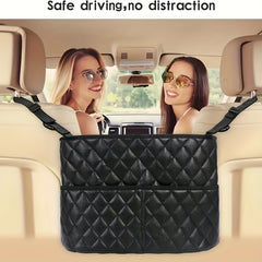 Car Net Pocket Handbag Holder PU Leather Seat Back Organizer For Handbags
