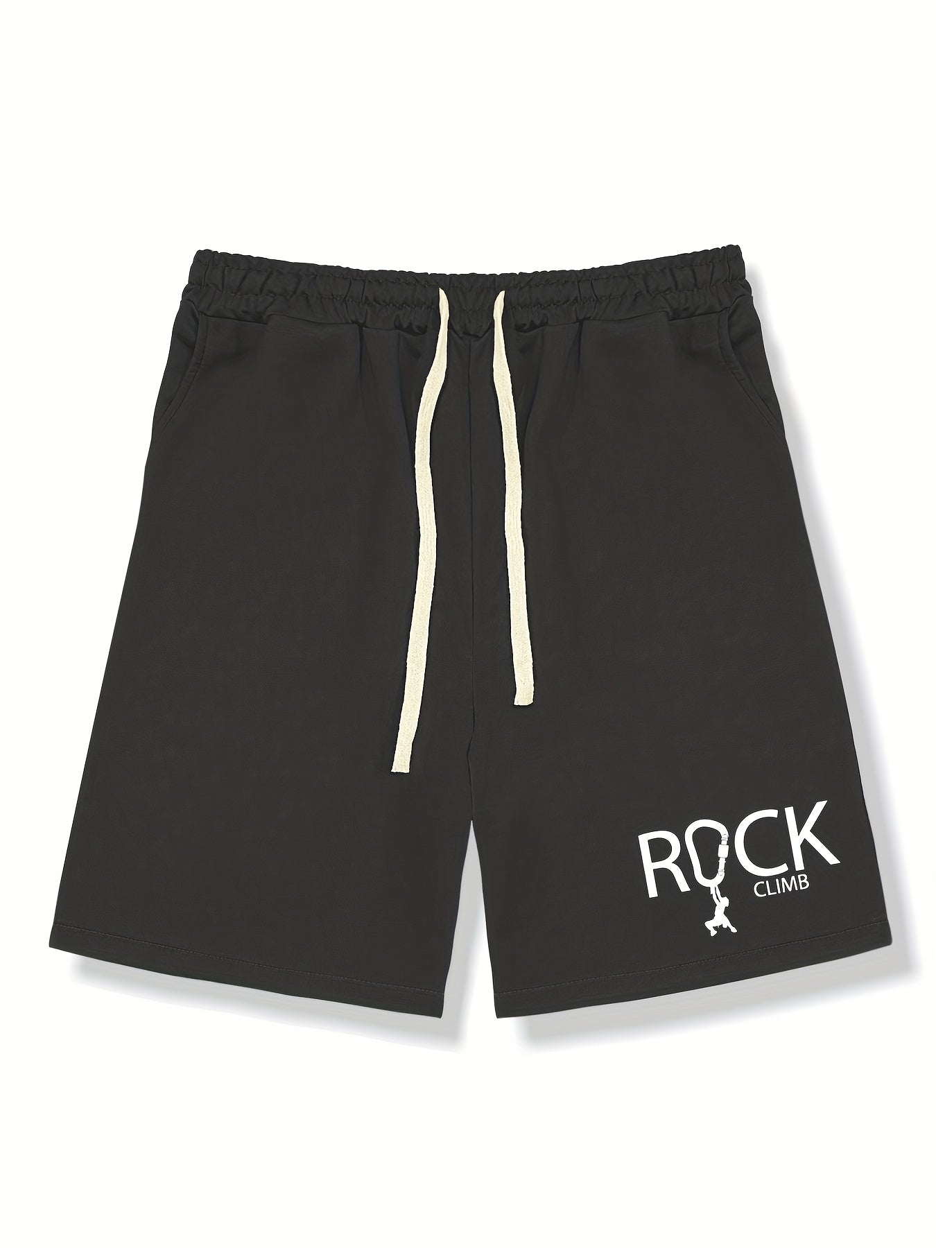 Men's Rock Climb Print Shorts Casual Stretch Drawstring Shorts