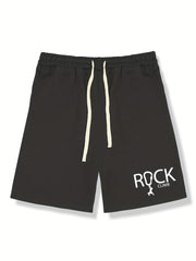 Men's Rock Climb Print Shorts Casual Stretch Drawstring Shorts