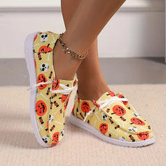 Halloween Pumpkin Print Flat Lightweight Skate Shoes