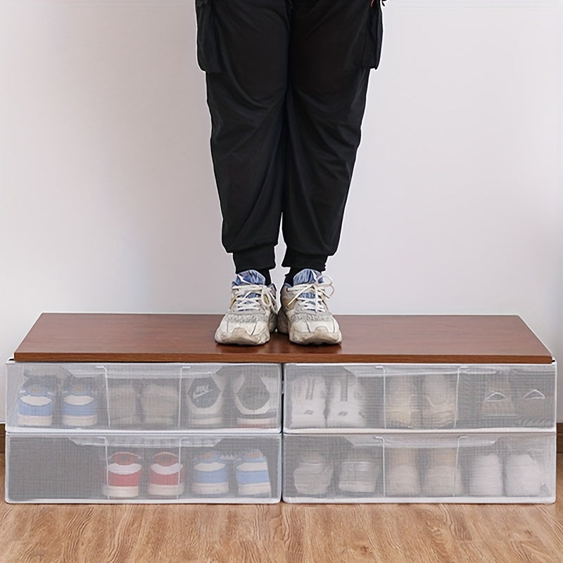 Clear Shoe Storage Box PVC Shoe Packaging Container Wardrobe Organizer