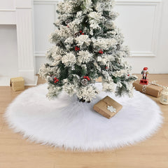 1pc Christmas Tree Skirt Plush Faux Fur Classic Xmas Tree Skirts