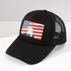 Mens Eagle Print Mesh Baseball Cap